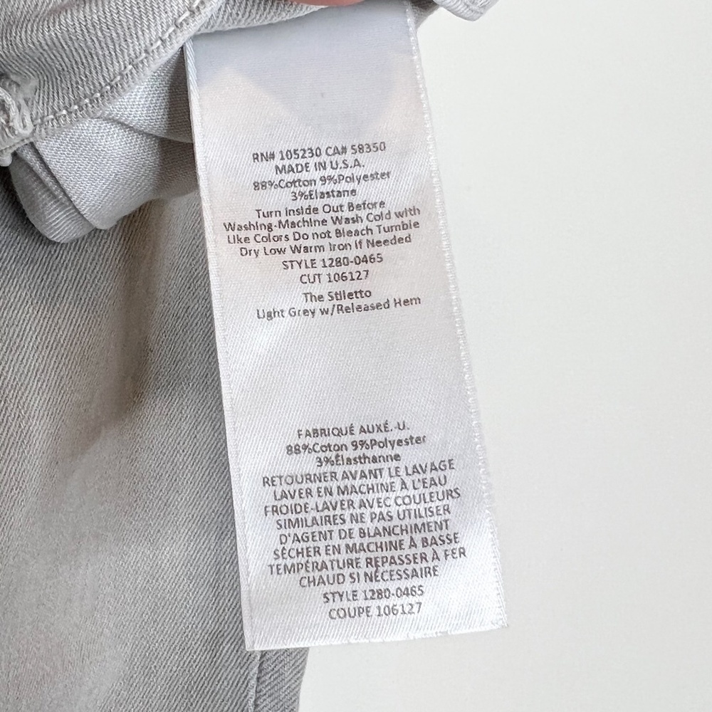 Current Elliott Jeans Stiletto Dillon Released Hem Raw Gray Light Wash Size 24 - Picture 7 of 10